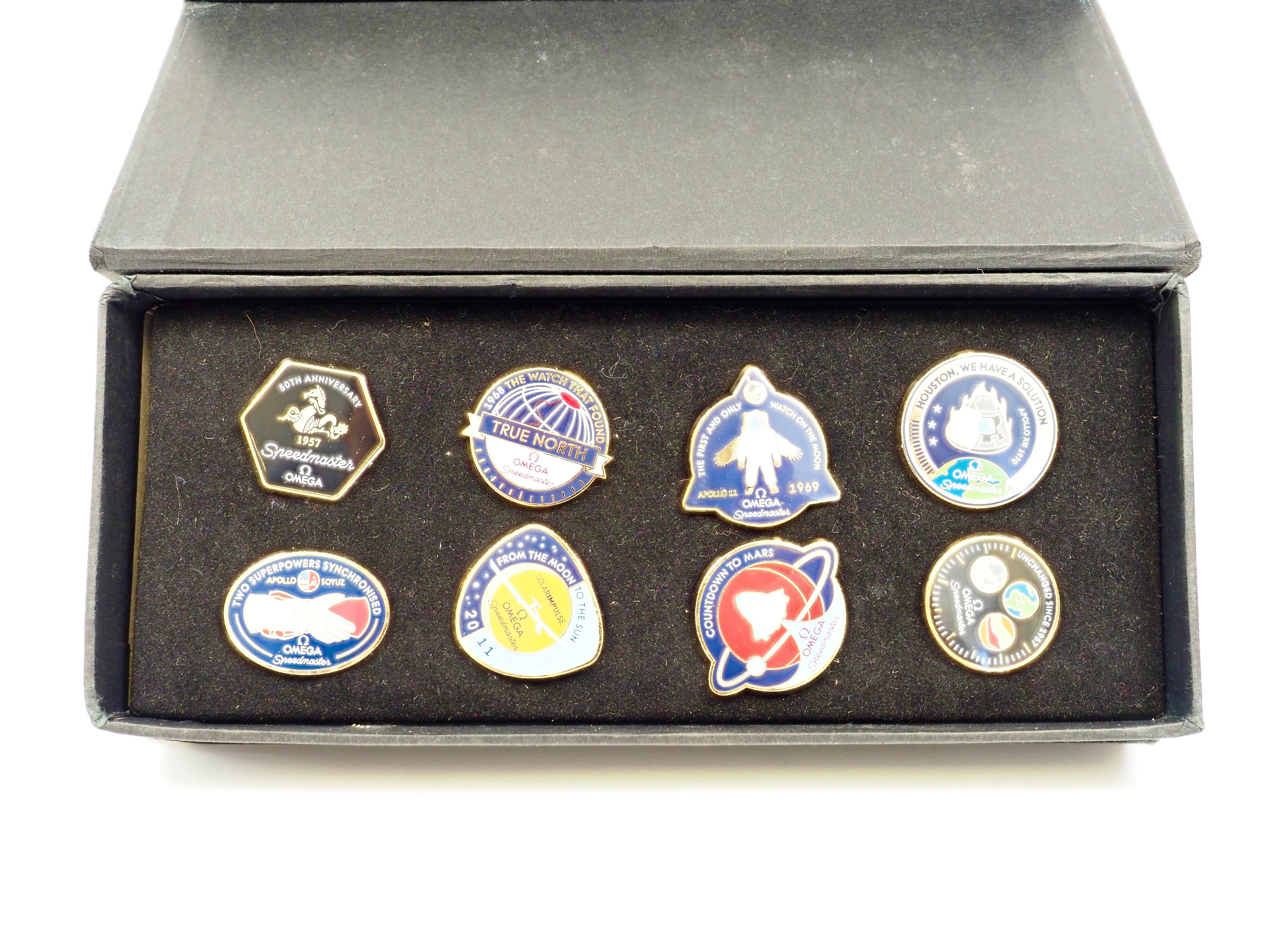 Omega 50th Anniversary Pin Badges - Set of 8